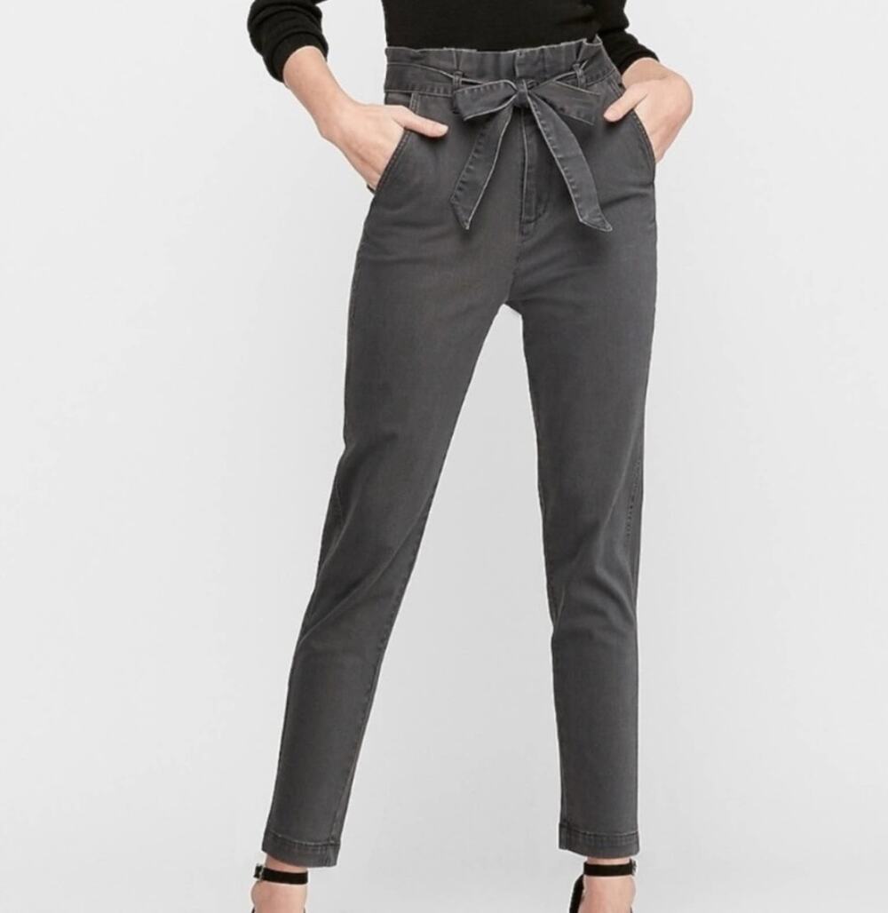 Express Extreme High Rise Paperbag Pants Gray Size 10